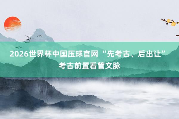 2026世界杯中国压球官网 “先考古、后出让” 考古前置看管文脉