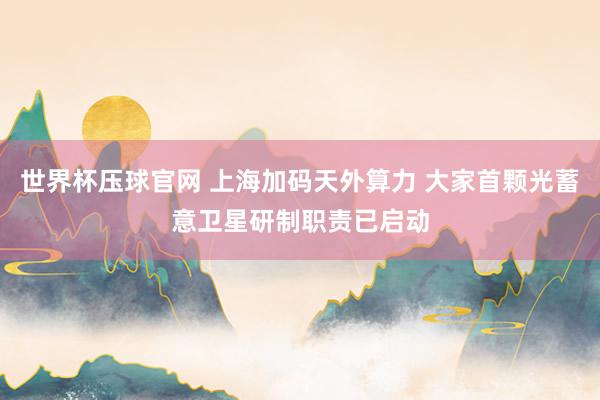 世界杯压球官网 上海加码天外算力 大家首颗光蓄意卫星研制职责已启动