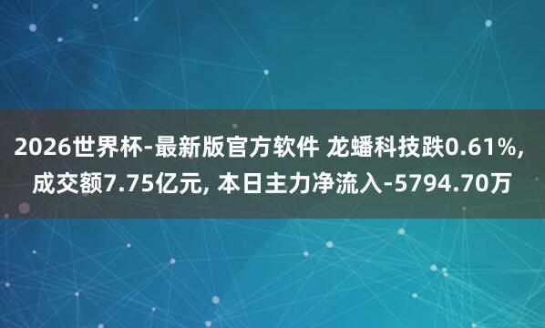 2026世界杯-最新版官方软件 龙蟠科技跌0.61%， 成交额7.75亿元， 本日主力净流入-5794.70万