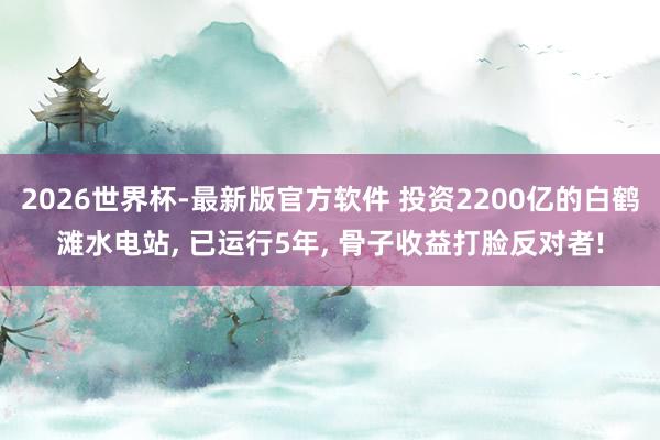2026世界杯-最新版官方软件 投资2200亿的白鹤滩水电站, 已运行5年, 骨子收益打脸反对者!