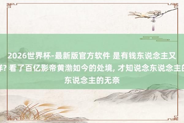 2026世界杯-最新版官方软件 是有钱东说念主又怎么样? 看了百亿影帝黄渤如今的处境, 才知说念东说念主的无奈