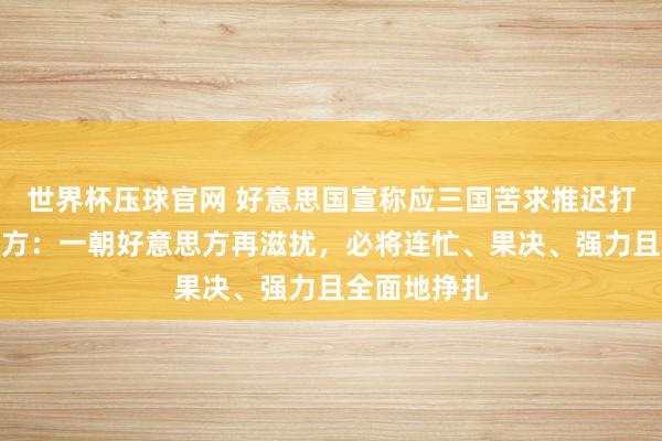 世界杯压球官网 好意思国宣称应三国苦求推迟打击伊朗,伊方:一朝好意思方再滋扰,必将连忙、果决、强力且全面地挣扎