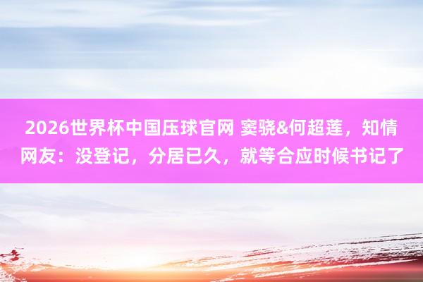 2026世界杯中国压球官网 窦骁&何超莲,知情网友:没登记,分居已久,就等合应时候书记了