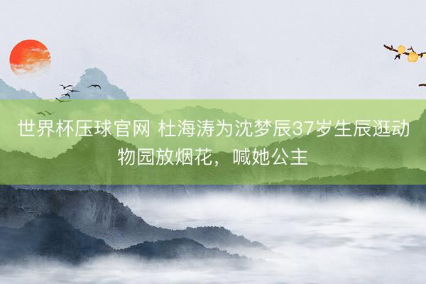 世界杯压球官网 杜海涛为沈梦辰37岁生辰逛动物园放烟花，喊她公主
